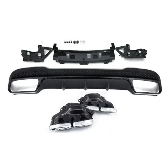 Mercedes Benz E-Class Sport 13-15 W212 E63 Style Silver Exhaust Tips Pipe Rear Diffuser