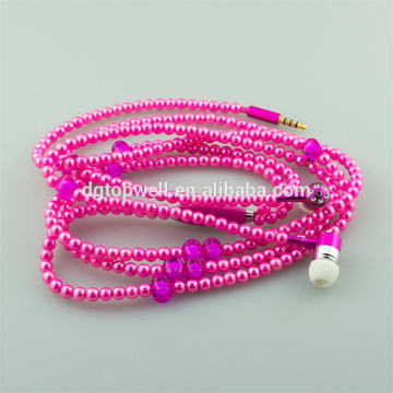 2015 new design fashion Shenzhen oem stereo beads pearl necklace earphones