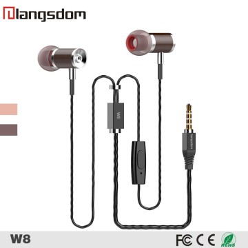 Universal 3.5mm super bass sound durable wooden earphone with mic for mobile phone