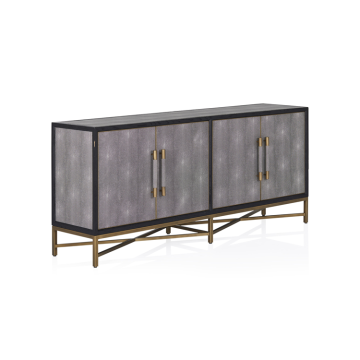 Mevrouw Woods: Hedendaags luxe meubels - Gold Base Faux Shagreen Lederen Sideboard