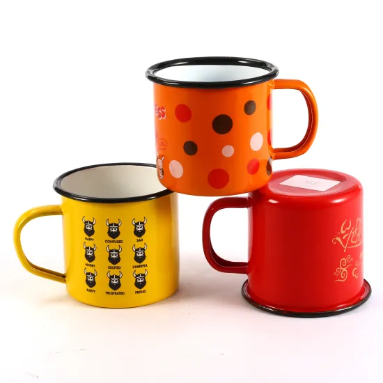 High Quality Factory Wholesales Souvenir Mug Enamel Decal Enamel Mug Cup