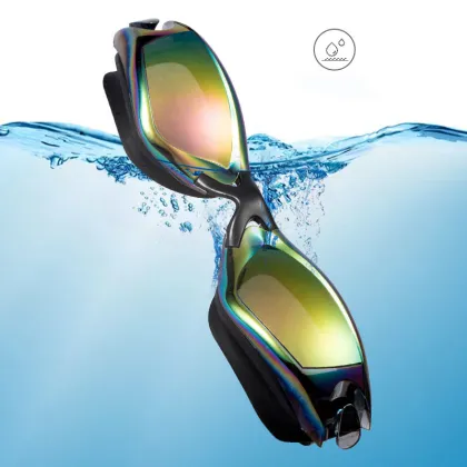 Adult Professional Swimming Goggles with earplugs Swimming Glasses Durable Silicone Swimming Goggles Anti-fog Anti-UV Black/Blue