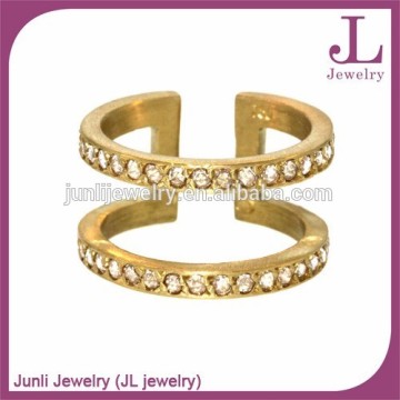 Gold Plated Stainless Steel Diamond Ring Fashion Jewelry