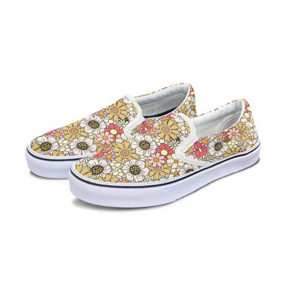 Customized Hippie Flower Canvas Shoes - Drop Shipping Lazy Fashion Casual Shoes