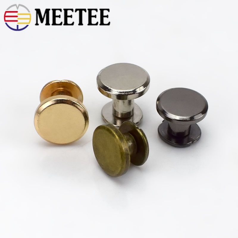 Meetee 20pcs 5-8mm Flat Head Screws Nail Rivet DIY Bag Book Notebook Metal Binding Belt Hardware Accessories Rivet Buckle BF007