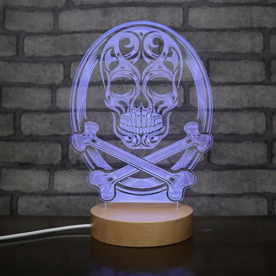 Customizable Logo Wood Base LED Acrylic Night Light Table Lamp