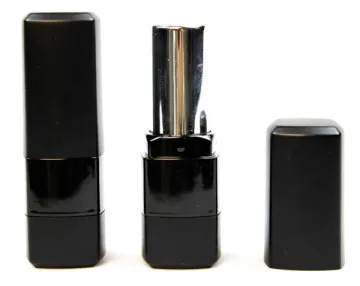 luxurious effect matte black square shape plastic cosmetics lipstick tubes with lid
