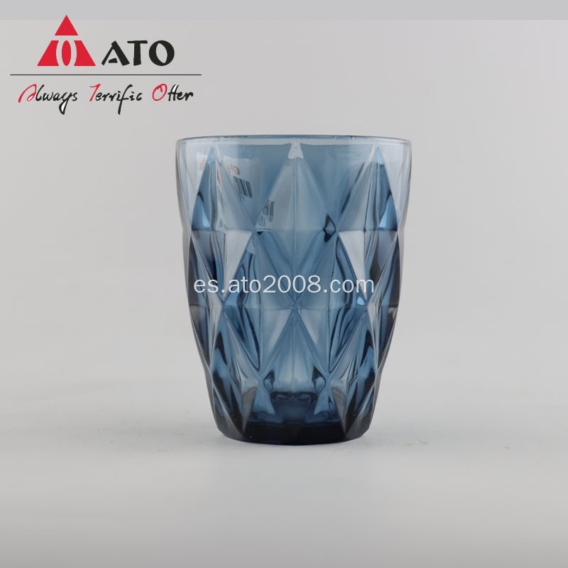 Vaso de vidrio de vidrio de vidrio de vidrio azul de color azul de vidrio de vidrio