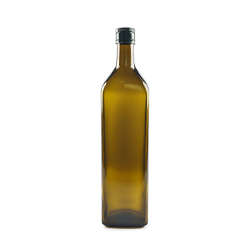 Botella de vidrio de aceite de oliva ámbar cuadrada de 1000 ml