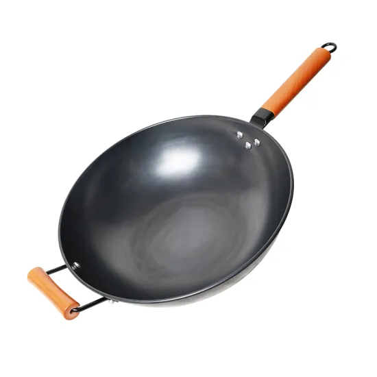 Customized 1.3mm Thick 36cm Carbon Steel PFOA-Free Preseasoned Wok Pan