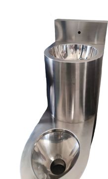 Stainless steel one-piece toilet washbasin