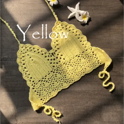 New handmade crochet Hand hook knit bikini wrap chest lady sexy versatile spa split swimsuit wholesale