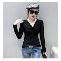 v-neck mesh long sleeve women