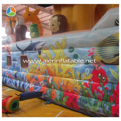 2017 Aier inflatable water castle /castle inflatable/ inflatable ocean castle with slide