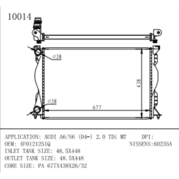 Audi A6/S6 용 라디에이터 (04-) 2.0 TDI OENNUMBER 4F0121251Q
