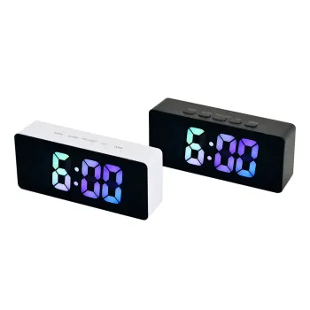Rainbow LED Mirror Alarm Clock Snooze