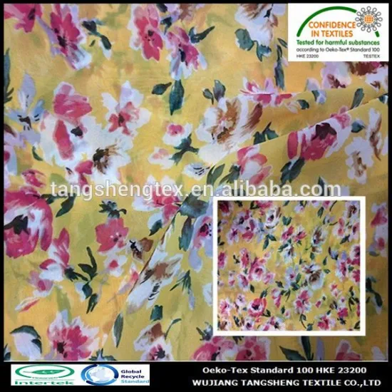 100% Recycled polyester 75D chiffon fabric , printed chiffon fabric