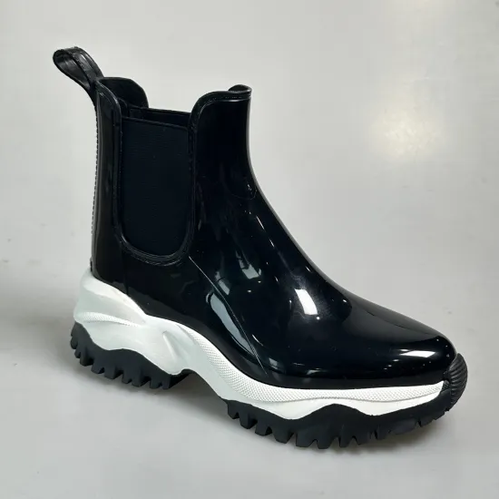 Waterproof Chunky Chelsea Boots: Trendy Non-Slip PVC Ankle Boots for Women
