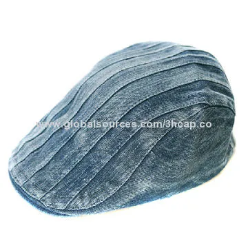 Men's beret with denim jean fabric, 3 styles available