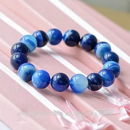 Agate Bracelet 6-12mm natural Aquamarine Bracelet Blue sky jewelry stone bracelet