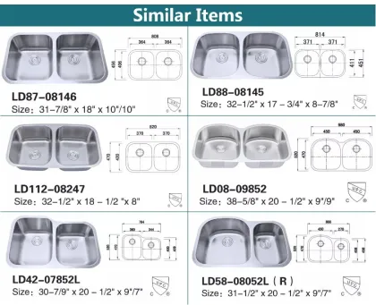 American Undermount Stainless Steel Double Kitchen Sink