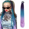 Alileader Synthetic Colored Rainbow Ponytail Hair Band Band Extension Falso para cabelos de cabelos cabelos de corda de corda