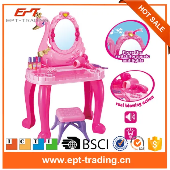 Magical play set musical dresser table set with light makeup set