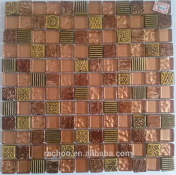 Red Crystal glass mix foil marble mosaic kitchen backsplash bathroom wall tile