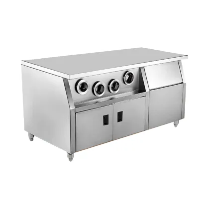 Stainless Steel Commercial Kitchen Island Cup Dispenser Work Bench with Wheels