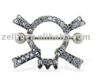 316L gem skull shaped nipple shield body piericng jewelry