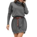 Frauen Rollkragenpullover Kleid Strickpullover