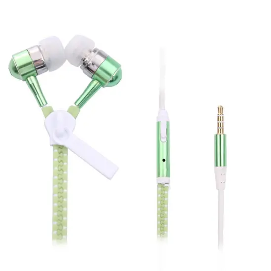 Bass Sound In-Ear Sport Zipper 3.5mm Wired Earphone with Luminous Glow and Microphone