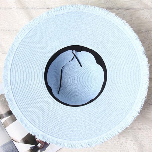 summer new M letter Flower Beads Seaeside sun hats for women summer large brimmed straw hat folding beach girls sun hats