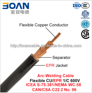 Arc-Welding Cable, Welding Machine Cable, Flexible Cu/Epr, 600 V (ICEA S-75-381/NEMA WC 58/CAN/CSA C22.2 No. 96/UL 1581)