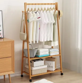 Solid Coat Rack: Floor-Standing Vertical Clothes Stand with Shoe Racks - Simple Indoor Storage Solution