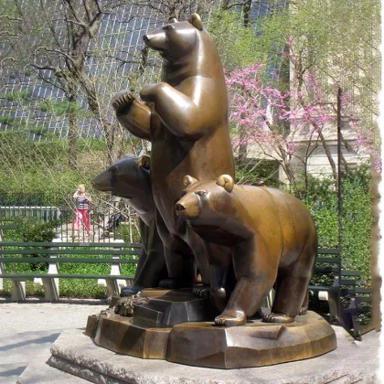 Plaza decoration cast bronze animal panther sculpture
