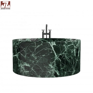 หินอ่อนสีเขียวยอดนิยม Round Washbasin สำหรับห้องครัวหรือห้องน้ำ