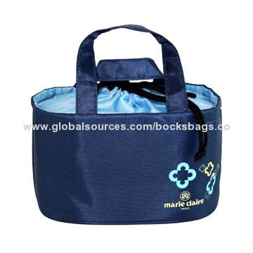 Lunch cooler bags, insulated inner, drawstring closure, 2 handles, logo print on front side