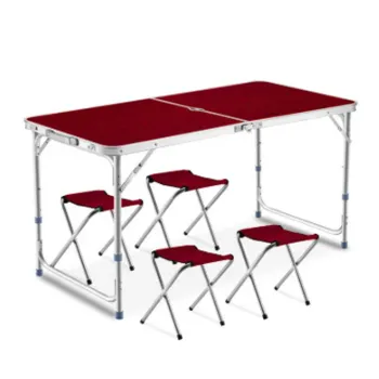MDF Top Aluminum Frame Foldable Dining Set: Camping Stools and Chairs