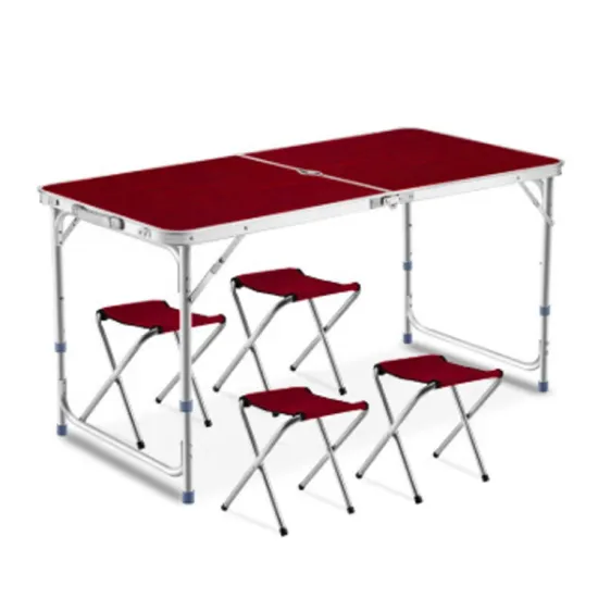 MDF Top Aluminum Frame Foldable Dining Set: Camping Stools and Chairs