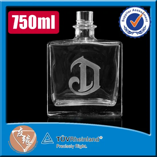 75cl high quality vodka / brandy / whisky liquor square glass bottle
