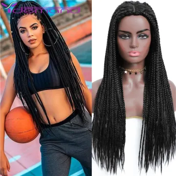 28inch Braided Women Wigs Long Twisted Synthetic Box Braid Wig Wholesale None Lace Wig For Black Women Y Demand