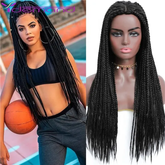 28inch Braided Women Wigs Long Twisted Synthetic Box Braid Wig Wholesale None Lace Wig For Black Women Y Demand