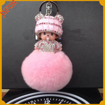 New Design Keychain Accessory Character Rex Rabbit Fur Keyring
