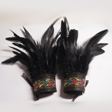Feather Wrist Cuffs Real Natural Dyed Rooster Feather Wrist Cuffs Punk Gothic Feather Wristband Feather Wrist Cosplay costumes