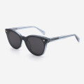 Retro Round Acetate Unisex Clip-On Sunglasses 23A8066