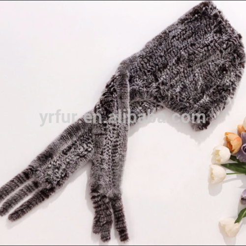 YR330 Ladies' warm real rabbit fur hat/ winter Fur Scarf With Hat