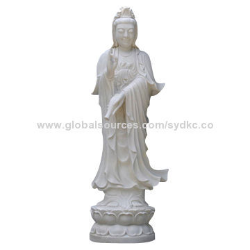 Large White Marble Kwan Yin Statue, 126"