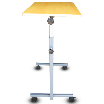 steel frame hospital over bed table with wheels