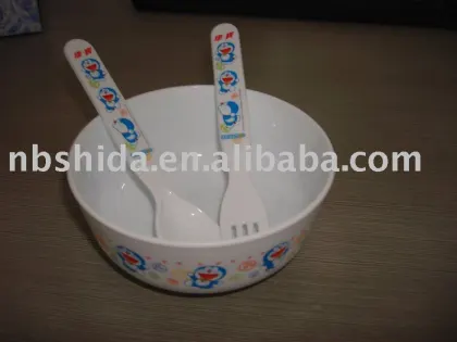 plastic children tableware with Spoon& fork& bowl